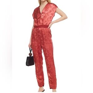 Maje Pera Wrap- Effect Satin Jacquard Jumpsuit sz 40